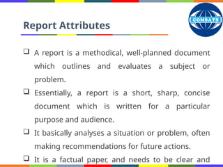 Methodical Report HUM102_Slides_Lecture01.pptx Report writing skills lecture slide of ...