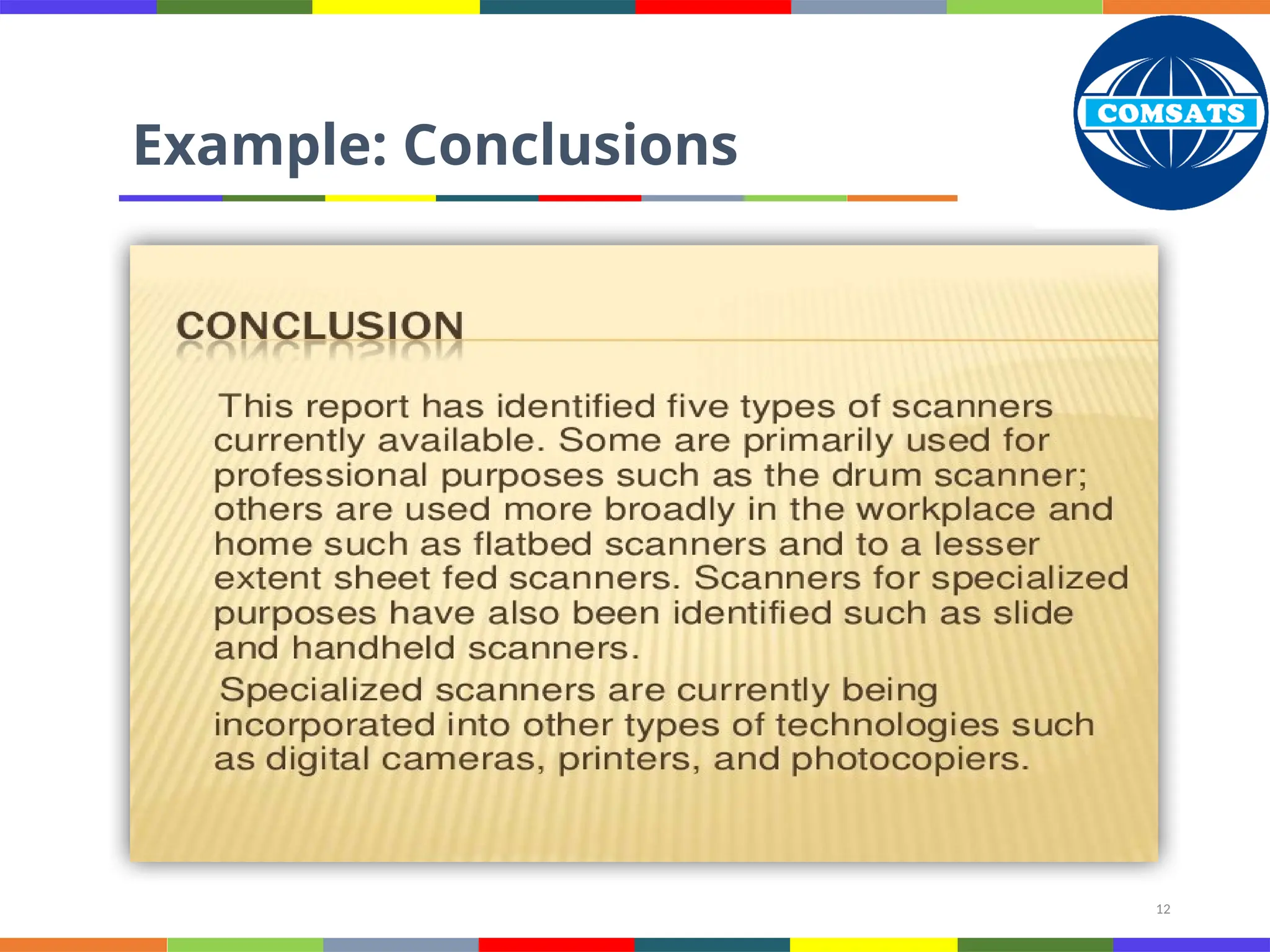 12
Example: Conclusions
 