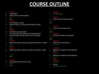 COURSE OUTLINE
 