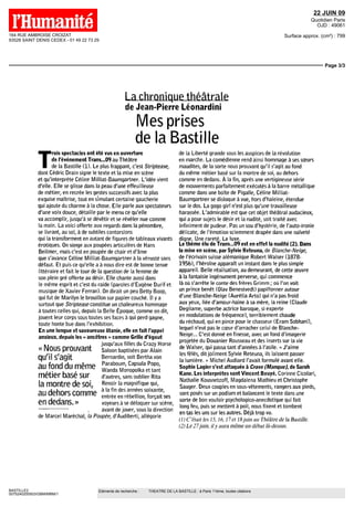 164 RUE AMBROISE CROIZAT 
93528 SAINT DENIS CEDEX - 01 49 22 73 29 
22 JUIN 09 
Quotidien Paris 
OJD : 49061 
Surface approx. (cm²) : 799 
Page 3/3 
Trois spectacles ont ete vus en ouverture 
de l'événement Trans...09 au Theâtre 
de la Bastille (I) Le plus frappant, c'est Striptease, 
dont Cedric Drain signe le texte et la mise en scene 
et qu'interprète Céline Milhat-Baumgartner L'idée vient 
d'elle Elle se glisse dans la peau d'une effeuilleuse 
de metier, en recrée les gestes successifs avec la plus 
exquise maîtrise, tout en simulant certaine gaucherie 
qui ajoute du charme a la chose Elle parle aux spectateurs 
d'une voix douce, détaille par le menu ce qu'elle 
va accomplir, jusqu'à se dévêtir et se révéler nue comme 
la mam La voici offerte aux regards dans la pénombre, 
se livrant, au sol, a de subtiles contorsions 
qui la transforment en autant de figures de tableaux vivants 
erotiques On songe aux poupées articulées de Nans 
Bellmer, maîs c'est en poupée de chair et d'âme 
que s'avance Céline Milliat-Baumgartner a la vénuste sans 
défaut Et puis ce qu'elle a a nous dire est de bonne tenue 
litteraire et fait le tour de la question de la femme de 
son plein gré offerte au désir Elle chante aussi dans 
le même esprit et c'est du raide (paroles d'Eugène Durif et 
musique de Xavier Ferran) On dirait un peu Betty Boop, 
qui fut de Marilyn le brouillon sur papier couche II y a 
surtout que Striptease constitue un chaleureux hommage 
a toutes celles qui, depuis la Belle Epoque, comme on dit, 
jouent leur corps sous toutes ses faces a qui perd gagne, 
toute honte bue dans l'exhibition 
En une longue et savoureuse litanie, elle en fait l'appel 
anxieux, depuis les « ancêtres » comme Grille d'égout 
. , , jusqu'aux filles du Crazy Horse 
« NOUS prouvant saloon baptisées par Alain 
qu'il S'agit Bernardin, soit Bertha von 
au fond du même Paraboum' CaPsula P au IIM iu uu mel i ic Wanda Monop0|kae°tPta°n't 
metier base SUr d'autres, sans oublier Rita 
la montre de SOi, Renoir la magnifique qui, 
- avant de jouer, sous la direction 
de Marcel Marechal, la Poupée, d'Audiberti, allégorie 
BASTILLE2 
0075240200503/GBM/MBM/1 
La chronique théâtrale 
de Jean-Pierre Léonardini 
Mes prises 
de la Bastille 
a 'a fm des annees soixante, 
entree en rebelllon/ forçart ses 
voyeurs a se deloquer sur scene, 
Eléments de recherche : THEATRE DE LA BASTILLE : à Paris 11ème, toutes citations 
aauil aepnnorrçs crnommmmpe 
en dedans. » 
de la Liberte grande sous les auspices de la revolution 
en marche La comédienne rend ainsi hommage à ses soeurs 
maudites, de la sorte nous prouvant qu'il s'agit au fond 
du même metier base sur la montre de soi, au dehors 
comme en dedans A la fm, apres une vertigineuse serie 
de mouvements parfaitement exécutes a la barre métallique 
comme dans une boîte de Pigalle, Céline Milliat- 
Baumgartner se disloque a vue, hors d'haleine, étendue 
sur le dos La gogo girl n'est plus qu'une travailleuse 
harassée L'admirable est que cet objet théâtral audacieux, 
qui a pour sujets le désir et la nudité, soit traite avec 
infiniment de pudeur Pas un sou d'hystérie, de l'auto-irome 
délicate, de l'émotion sciemment drapée dans une naïveté 
digne Une rareté Le luxe 
Le thème elu de Trans...09 est en effet la nudité (2). Dans 
la mise en scene, par Sylvie Reteuna, de Blanche-Neige, 
de l'écrivain suisse alémanique Robert Walser (1878- 
1956), l'héroïne apparaît un instant dans le plus simple 
appareil Belle réalisation, au demeurant, de cette oeuvre 
à la fantaisie ingénument perverse, qui commence 
la ou s'arrête le conte des freres Grimm, ou l'on voit 
un prince benêt (Olav Benestvedt) papillonner autour 
d'une Blanche-Neige (Aurélia Arte) qui n'a pas froid 
aux yeux, liee d'amour-hame a sa mère, la reine (Claude 
Degliame, superbe actrice baroque, si experte 
en modulations de frequence), terriblement chaude 
du rechaud, qui en pince pour le chasseur (Eram Sobhani), 
lequel n'eut pas le coeur d'arracher celui de Blanche- 
Neige C'est donne en finesse, avec un fond d'imagerie 
projetée du Douanier Rousseau et des mserts sur la vie 
de Walser, qui passa tant d'années à l'asile « J'aime 
les fêles, dit joliment Sylvie Reteuna, ils laissent passer 
la lumiere » Michel Audiard l'avait formule avant elle 
Sophie Lagier s'est attaquée à Grave (Manque), de Sarah 
Kane. Les interprètes sont Vincent Bouye, Corinne Cicolan, 
Nathalie Kousnetzoff, Magdalena Mathieu et Christophe 
Sauger Deux couples en sous-vêtements, rangers aux pieds, 
sont poses sur un podium et balancent le texte dans une 
sorte de bon vouloir psychologico-anecdotique qui fait 
long feu, puis se mettent a poil, nous fixent et tombent 
en tas les uns sur les autres Déjà trop vu 
(1) Cetait les 15 16 17 et 18 juin au Theâtre de la Bastille 
(2) Le 27 juin il y aura même un debat la-dessus 
