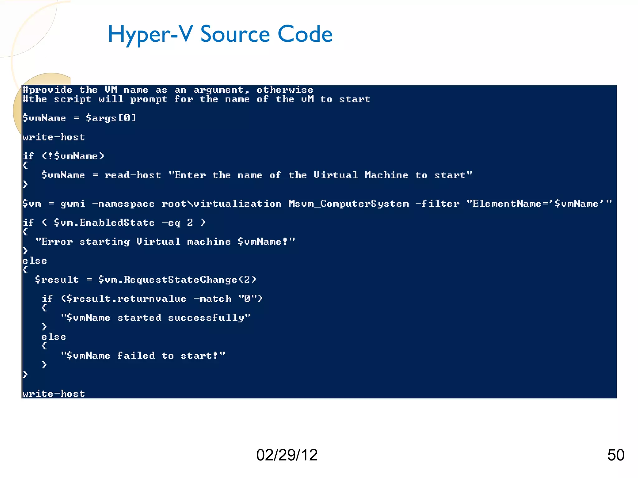 Hyper-V Source Code 02/29/12 50 