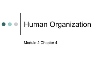 Human Organization
Module 2 Chapter 4
 