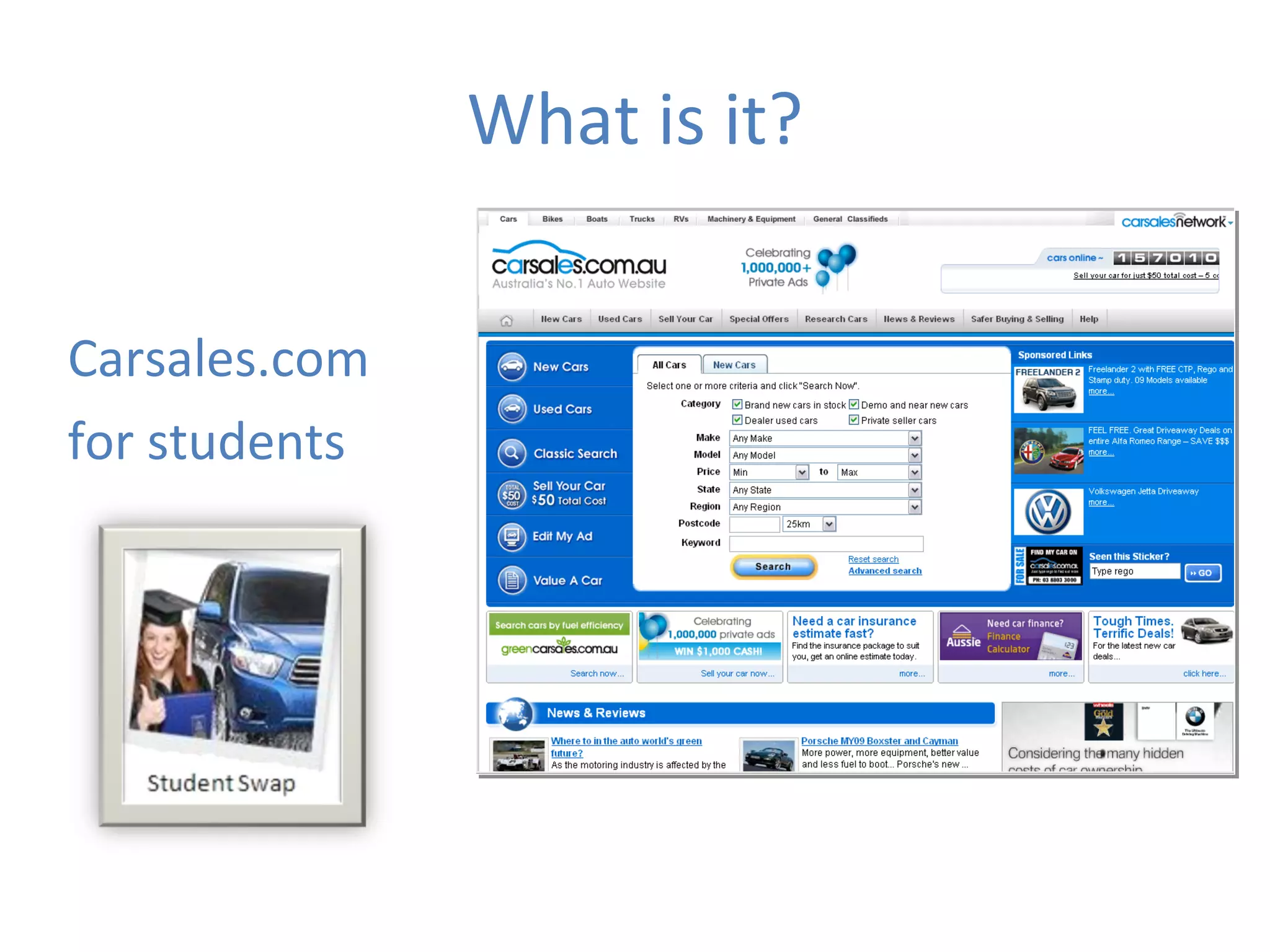 What is it? Carsales.com for students