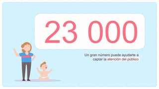 23 000
Un gran número puede ayudarte a
captar la atención del público
 
