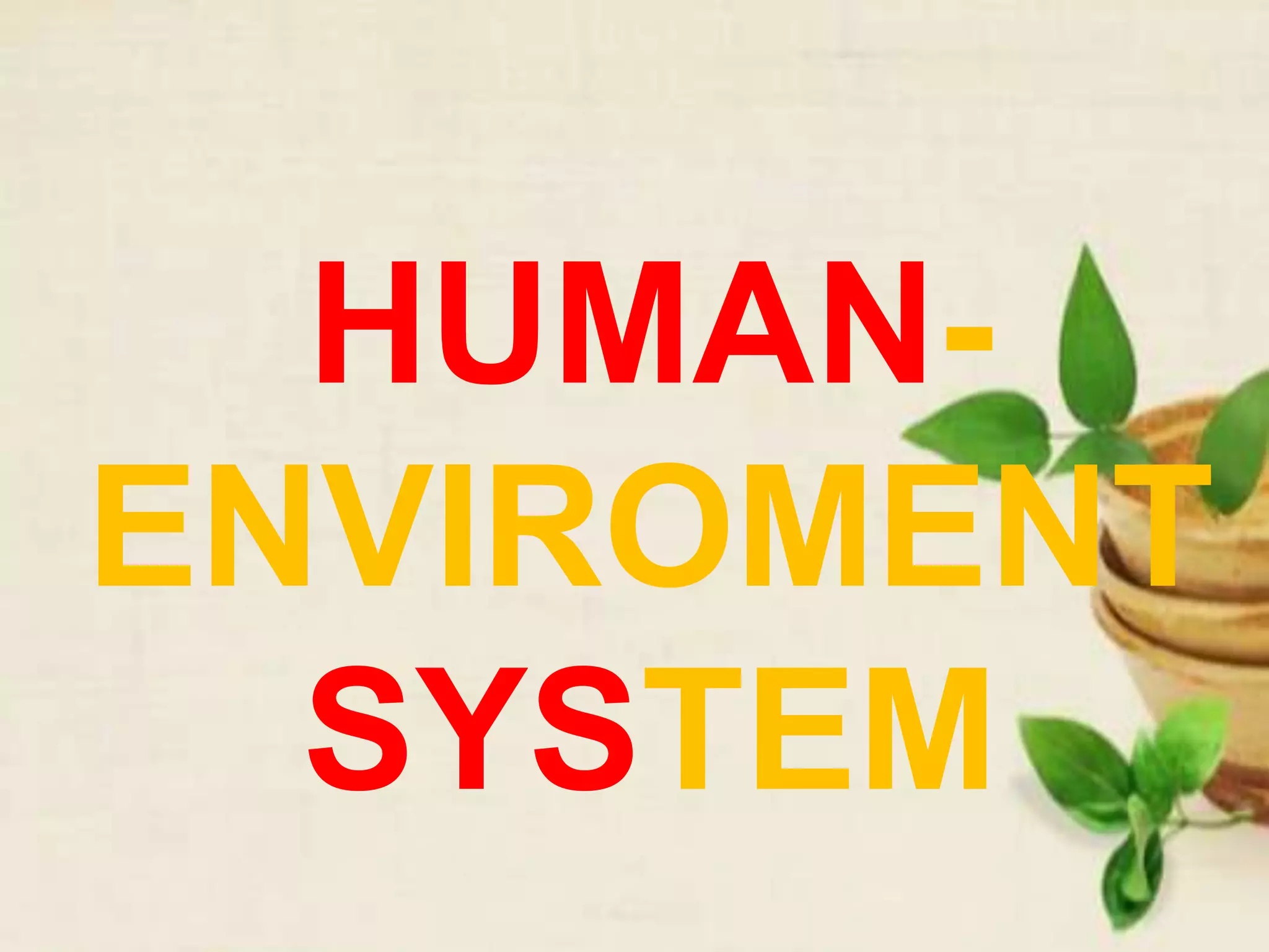HUMAN-
ENVIROMENT
SYSTEM
 