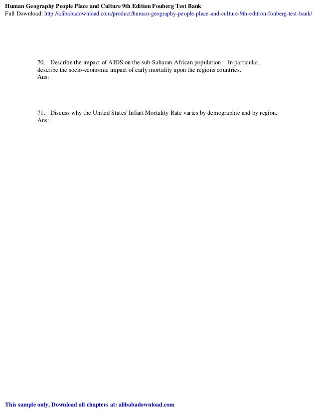 Human Geography People Place And Culture 9th Edition Fouberg Test Bank