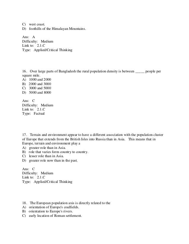 Human Geography People Place And Culture 9th Edition Fouberg Test Bank