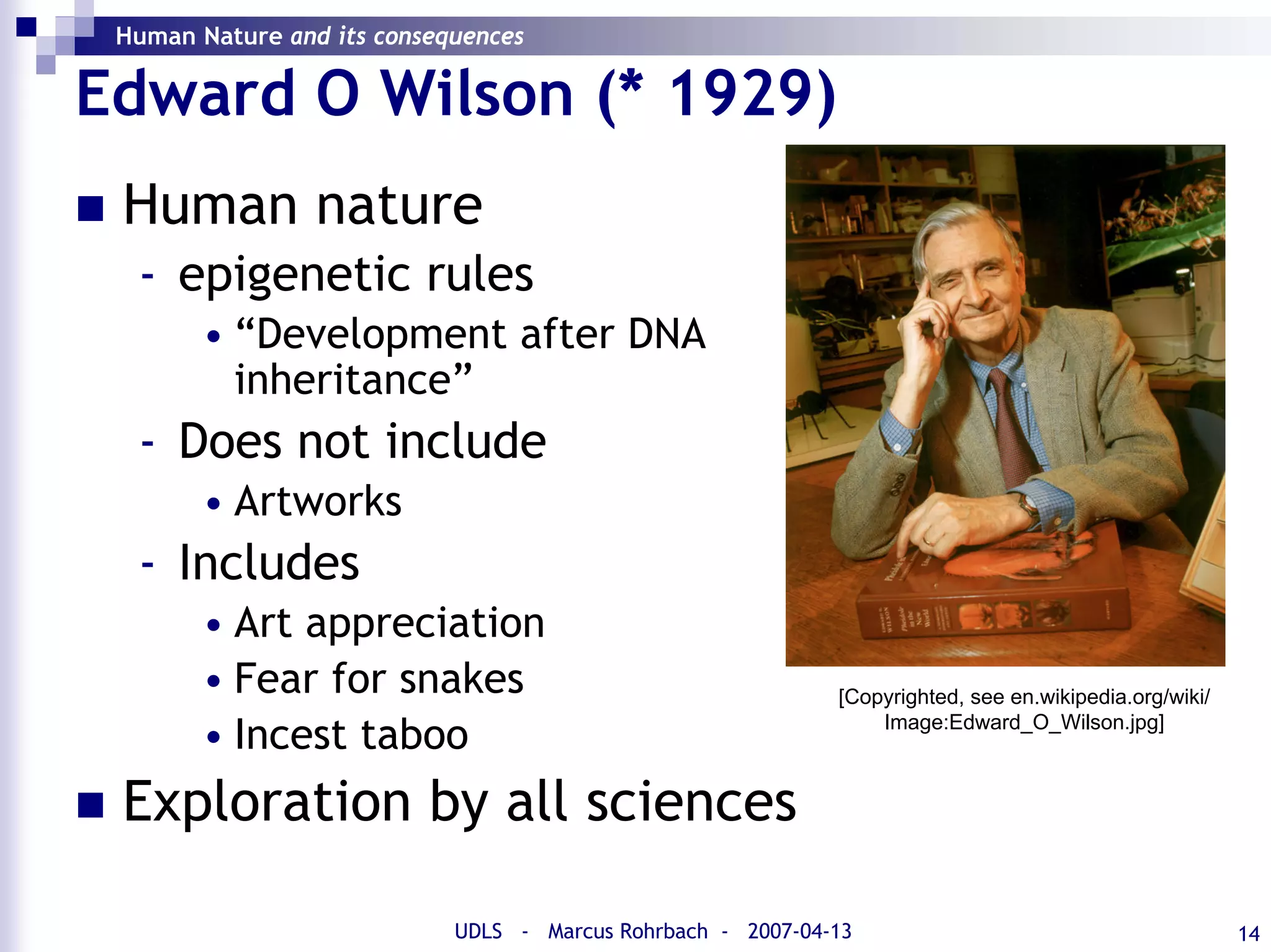 Human Nature and its Consequences