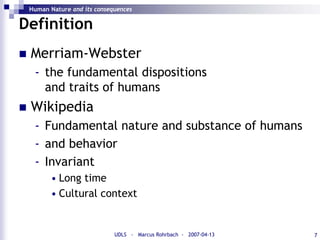 Human Nature and its Consequences Slide 7