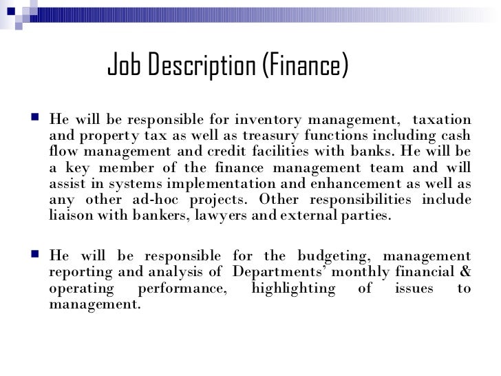 what are the duties of a manager in the workplace financial manager job description