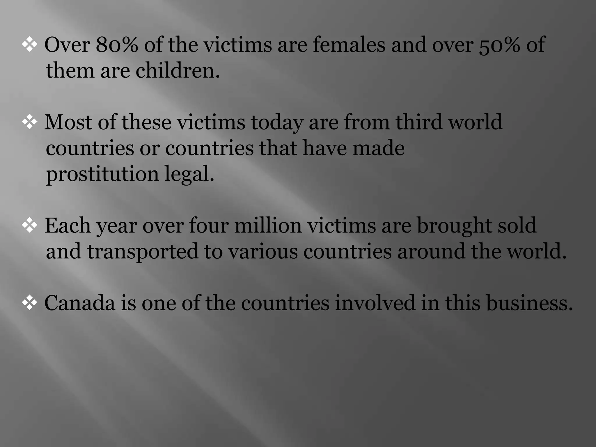 People are kidnapped, sold, or promised a better life then what they are living and are lured into situations, which they can’t escape from. 