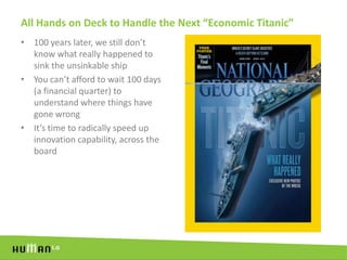 All Hands on Deck to Handle the Next “Economic Titanic”
• 100 years later, we still don’t
  know what really happened to
 ...