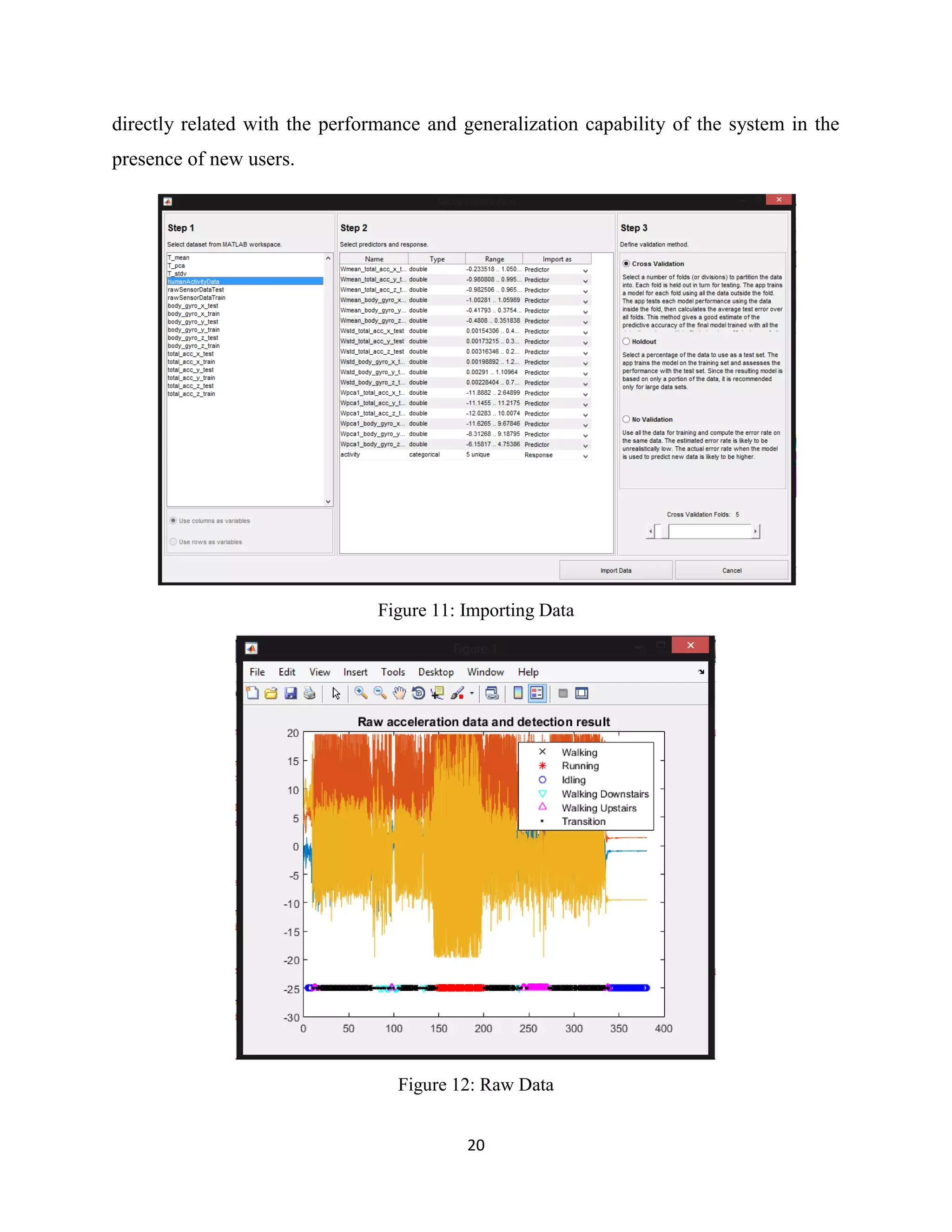 20
directly related with the performance and generalization capability of the system in the
presence of new users.
Figure 11: Importing Data
Figure 12: Raw Data
 