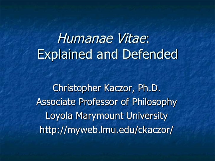 Humanae Vitae Explained And Defended