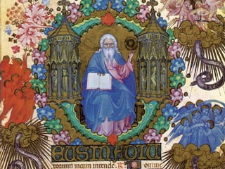 Historiated initial 'B' on a psalter leaf
by Matteo Torelli (c.1410)
• Historiated initial B on a psalter leaf, on vellum (c.1410, Italy, Florence) by
Matteo Torelli (Maestro del Codice Squarcialupi) (1365-1442) . The
miniature illustrates the opening of the first psalm: Beatus vir qui non abiit in
consilio... Initial and text are surrounded by rich foliate borders with animals
and two nuns.
• Parchment 394 x 284 mm, miniature 160 x 170 mm.
• http://www.haughton.com/international-fairs/13/exhibits/259
• http://www.haughton.com/system/photo/2010/08/08/259/david_torelli_florenz_c1410.jpg
 