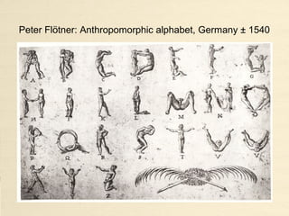 Peter Flötner: Anthropomorphic alphabet, Germany ± 1540
 