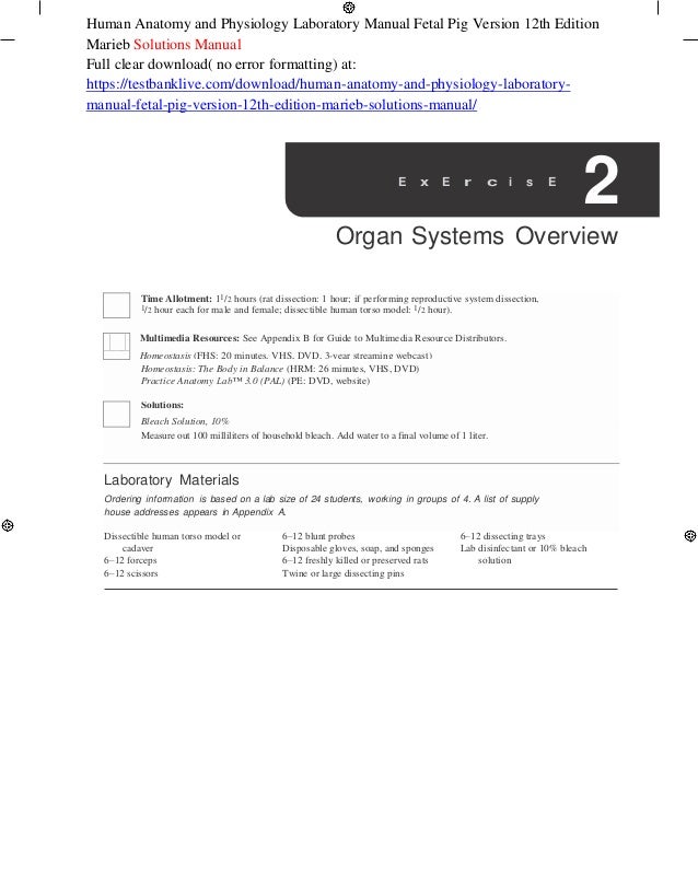 Human Anatomy And Physiology Laboratory Manual Fetal Pig