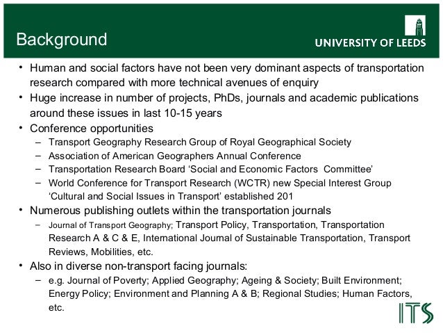Human And Social Factors In Transport