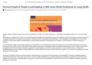 Humana People to People is participating in 48th Union World Conference on Lung Health