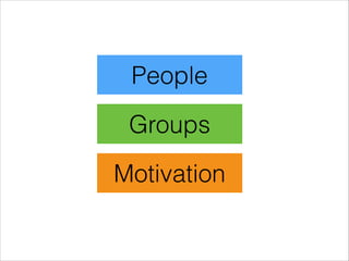 People
Groups
Motivation

 
