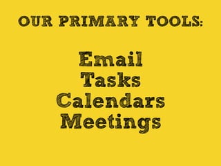 Use good habits 
to keep your tools 
sharp and ready 
 