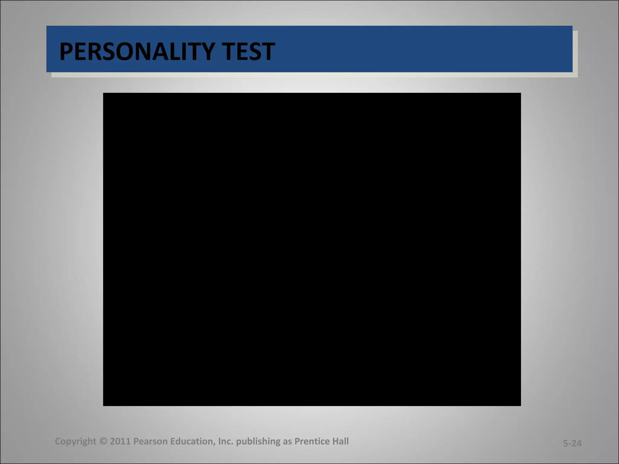 PERSONALITY TESTPERSONALITY TEST
Copyright © 2011 Pearson Education, Inc. publishing as Prentice Hall 5-24
 