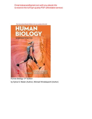 Human Biology 17th Edition Sylvia Mader, Michael Windelspecht | PDF