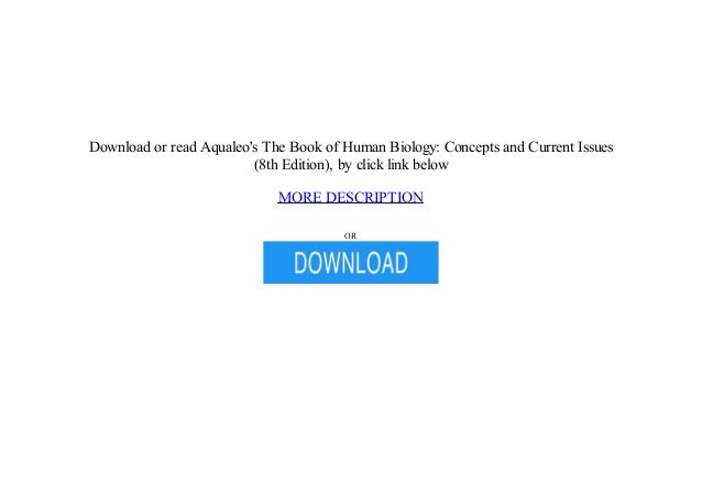 PDF Human Biology: Concepts and Current Issues (8th Edition) by Mic…