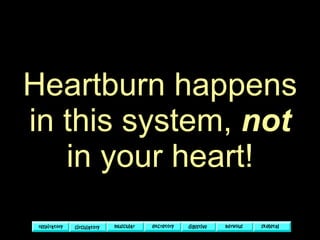 Heartburn happens in this system,  not  in your heart! 