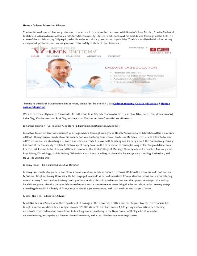 Human cadaver dissection history