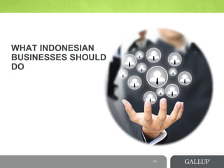 11
13%
8%
47%
63%
0%
10%
20%
30%
40%
50%
60%
70%
Global
Workforce
Indonesian
Workforce
Median of
Gallup's Clients
GGWA
Win...
