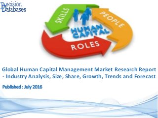 Published : July 2016
Global Human Capital Management Market Research Report
- Industry Analysis, Size, Share, Growth, Trends and Forecast
 