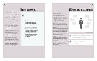 164 165 
This exercise is good for: 
» Group interviews 
» Warming up the participants 
» Identifying individuals you want 
to follow up with after the session 
(often the eyes, ears or 
mouth of the community) 
» S te p 1 : 
Begin by saying you’d like to get to know 
the community better by understanding the 
different roles people in the community play. 
» S te p 2 : 
Ask the group to identify a specific person who 
represents the eyes & ears of the community. 
You might need to qualify this with a definition 
(i.e. someone who is always looking outward 
beyond the community for new ideas to bring 
into the community). People may be reluctant 
to call out individuals, so remind them that 
there are many who play this role and you are 
simply looking for one example. 
» S te p 3 : 
Ask the group to explain why this person is 
the eyes & ears. If possible, ask for a specific 
story that happened in the last month when 
the person played that role. Take notes in the 
appropriate box. 
» S te p 4 : 
Repeat for mouth, brain, heart or whichever 
feel most relevant. 
Community Characters Worksheet 
Eyes 
EARS 
HEART Hands 
MOUTH 
BRAIN 
FEET 
This activity works differently with mixed-gender, men-only or a 
women-only group. 
If men are dominating in a mixed group, you may want to ask only 
the women to identify someone for a given role. 
This can sometimes be a highly political activity, especially if there are 
community or government leaders present. 
It’s fine to abandon the exercise if the political environment is making 
this activity difficult. 
GENDER 
TIP 
Capture everything you see, hear, 
smell, feel, and taste during the 
observation. It’s important to capture 
the experience to bring back with you 
to the office and to share with team 
members who were not present. 
Document the conversation with 
notes, photos, and/or recordings. 
In addition to your Field Guide, bring 
a digital camera and, if possible, 
a video camera or voice recorder. 
Write down first interpretations of 
what’s going on at the moment it 
happened; this critical information 
is often lost and difficult to 
remember later. 
Immediately after the interview (or 
within 24 hours), jot down immediate 
big picture takeaways from the 
conversation using the Highlights 
page. The longer you wait, the more 
details and specifics may be lost. 
It’s often helpful to work with a 
partner—one person responsible 
for leading the interview while the 
other is capturing and documenting. 
Compare the experiences, 
perceptions, and interpretations 
of the two people, and feel free to 
switch roles every day or so. 
ti ps: 
documentation 
iittpp 
When documenting capture: 
» Personal details (family size, 
acreage, crops, diet, location) 
» Direct, unfiltered quotes (and 
your immediate interpretations) 
» The expressions and feelings of 
the person, not just their words 
» Ways they interacted with others 
and things in the environment 
» Things they care about most 
» Moments or things that elicited 
emotional responses, positive 
or negative 
EXERCISE: 
COMMUNITY CHARACTErs 
 