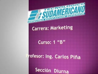 Carrera: Marketing Curso: 1 “B” Profesor: Ing. Carlos Piña Sección  Diurna 