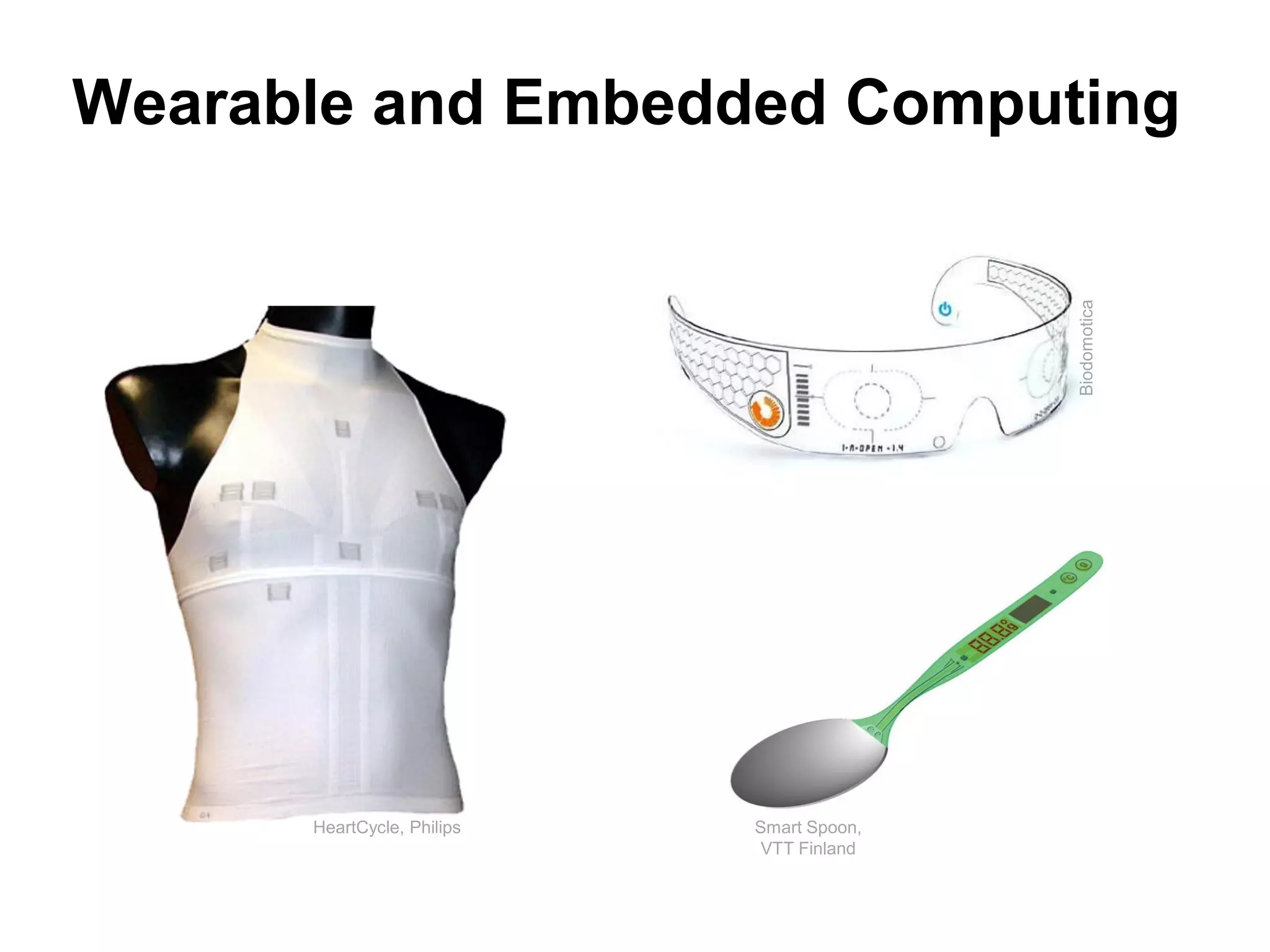 Wearable and Embedded Computing




                                           Biodomotica
      HeartCycle, Philips   Smart Spoon,
                             VTT Finland
 