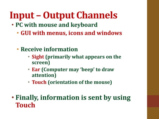 Human computer interaction -Input output channel | PPTX | Internet ...