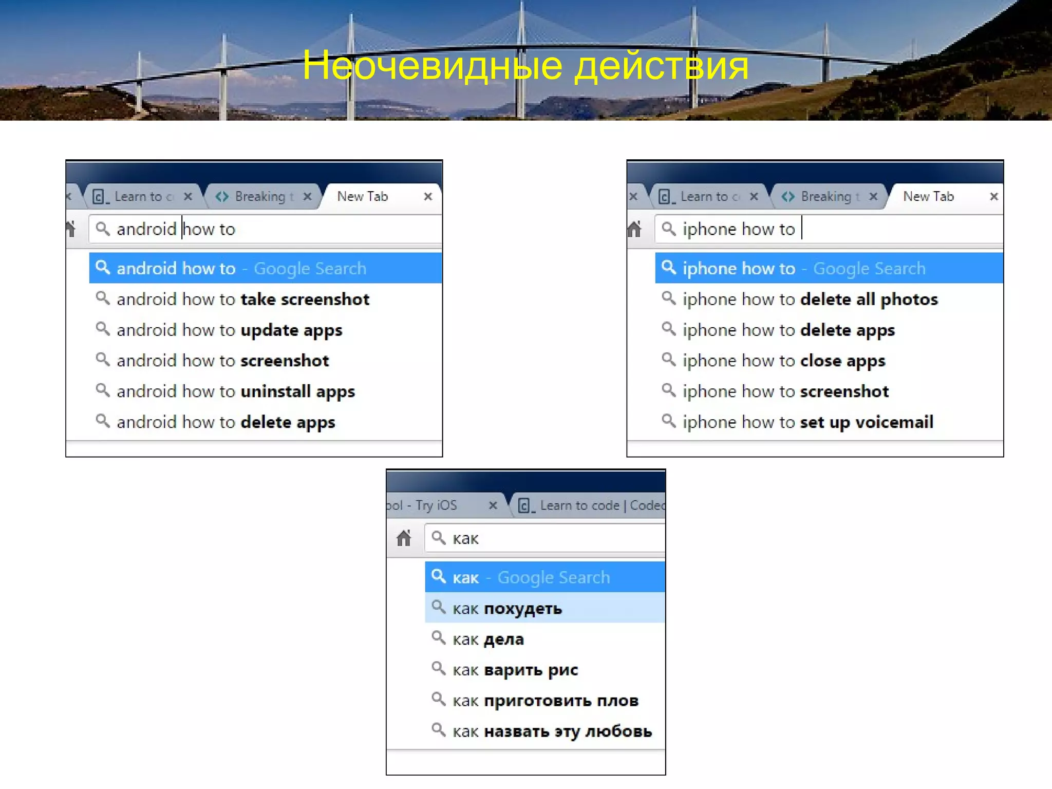 Неочевидные действия
 