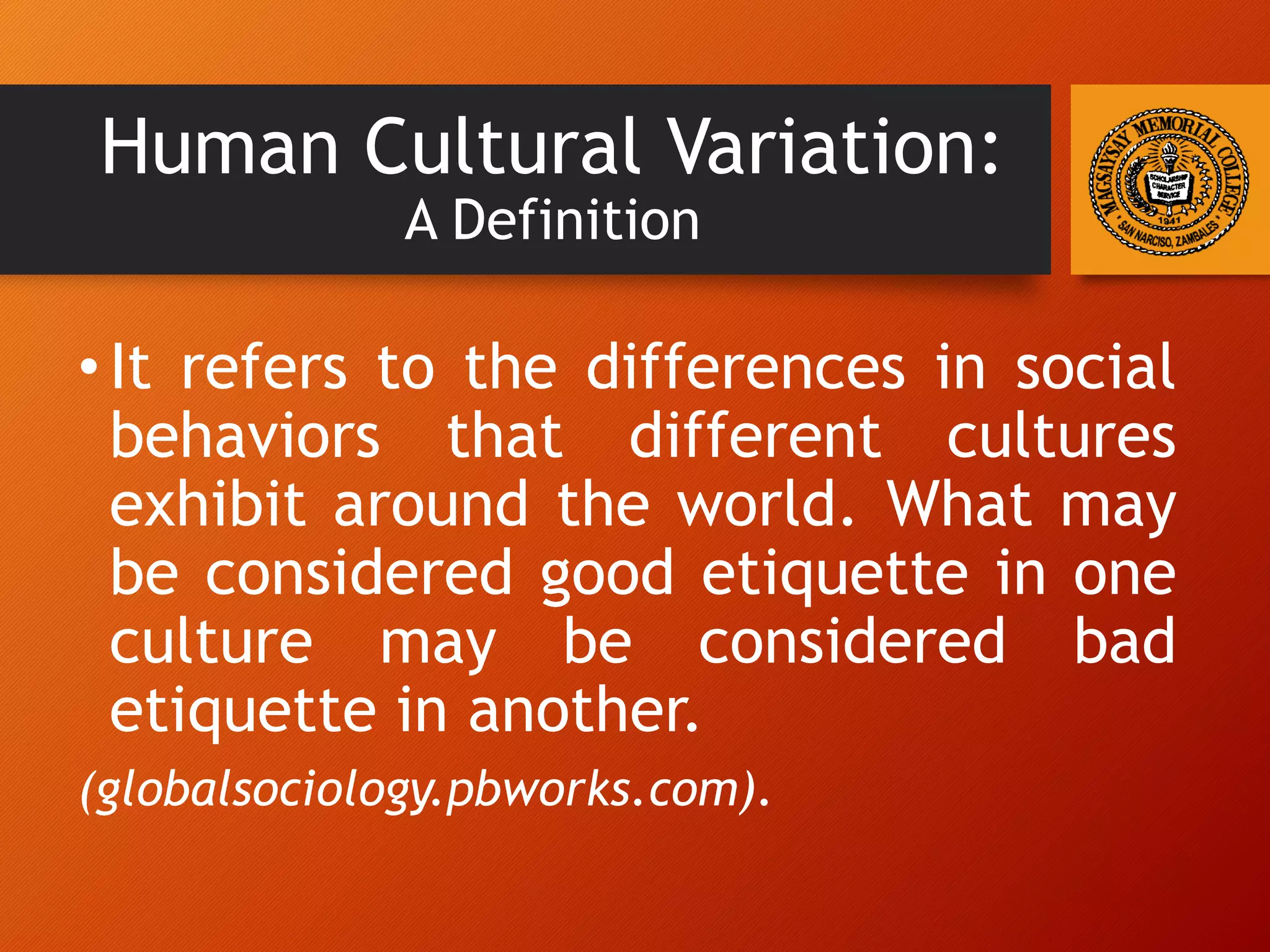 Human Cultural Variation/ Social Differences PPT