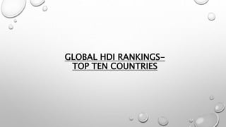 GLOBAL HDI RANKINGS-
TOP TEN COUNTRIES
 