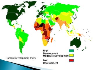 Human Development Index-

High
Development
Moderate Development
Low
Development

 