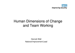Human Dimensions of Change
and Team Working

Hannah Wall
National Improvement Lead

 