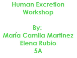 Human ExcretionWorkshopBy: María Camila MartinezElena Rubio5A