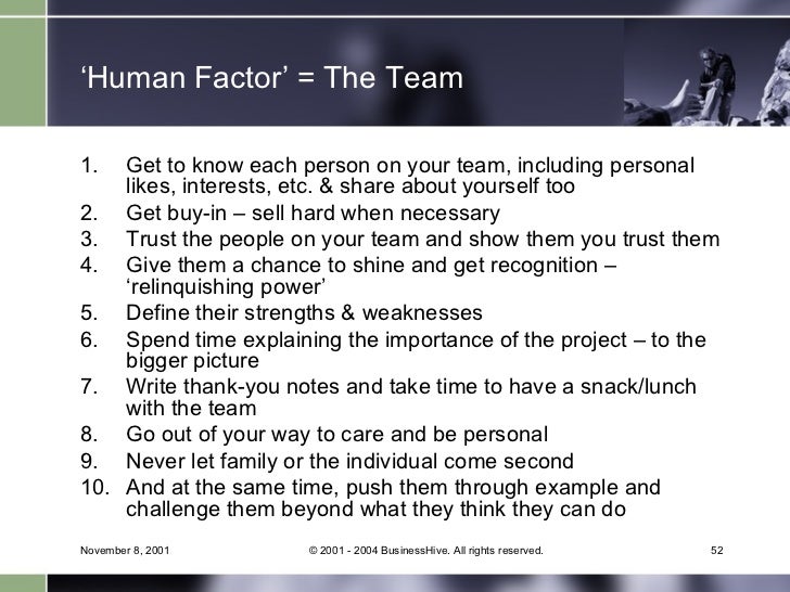 Human Factor In Project Management