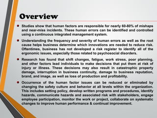 Human Factors - Driver for Safety Management, Engineering and Risk ...