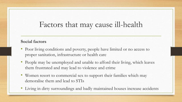 Human factors that cause ill health, accidents, | PPTX | Reproductive ...