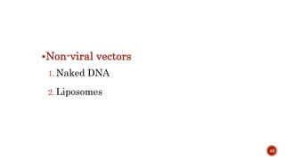 Non-viral vectors
1. Naked DNA
2. Liposomes
43
 