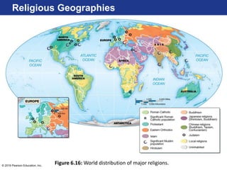 © 2016 Pearson Education, Inc.
Religious Geographies
Figure 6.16: World distribution of major religions.
 