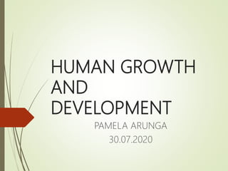 HUMAN GROWTH
AND
DEVELOPMENT
PAMELA ARUNGA
30.07.2020
 