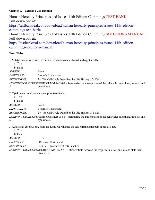Human Heredity Principles And Issues 11th Edition Cummings