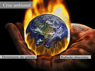   Crise ambiental    efeito estufa    Radiação ultravioleta    Derretimento das geleiras  
